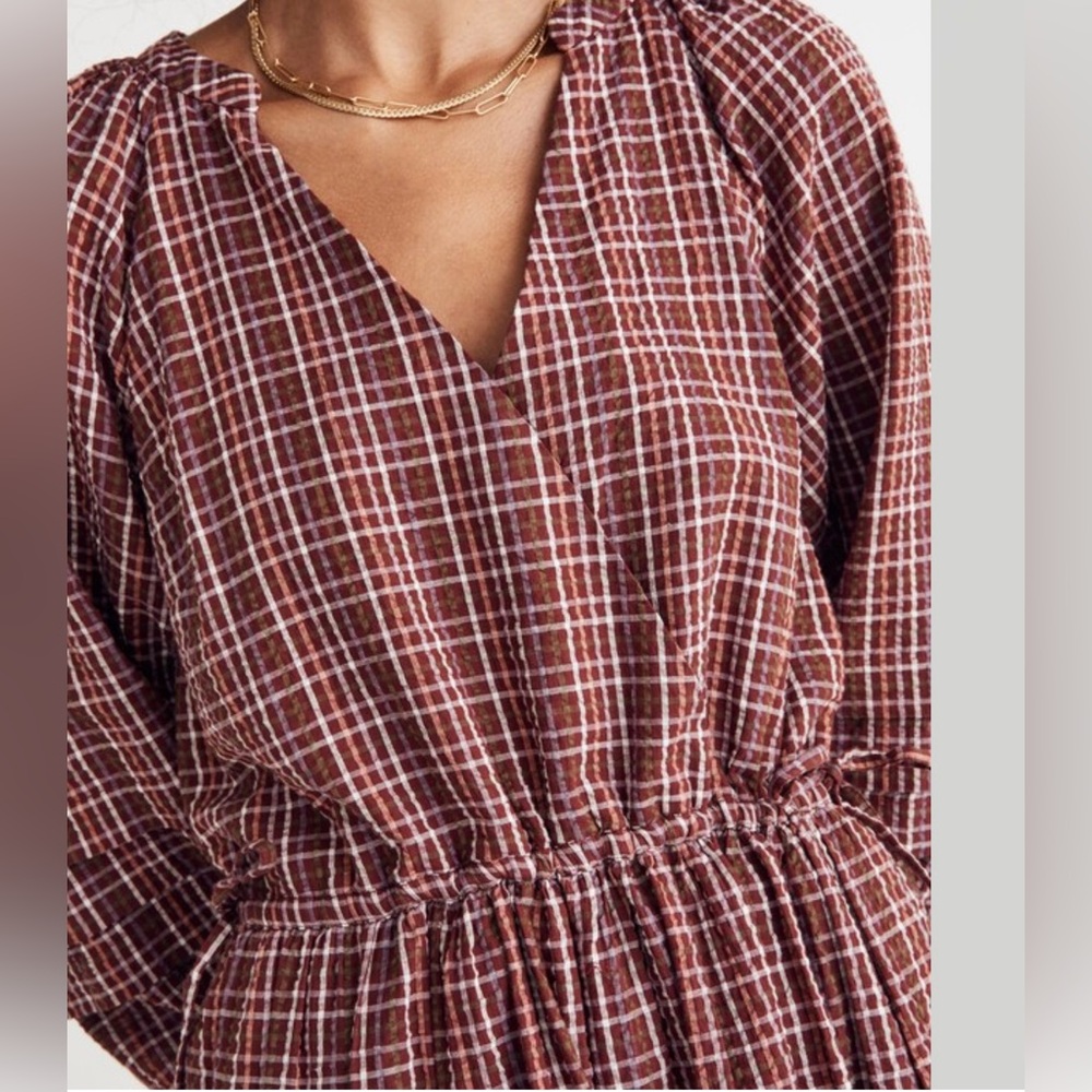 Madewell Seersucker Wrap Mini Dress NWT size XL - Picture 4 of 9